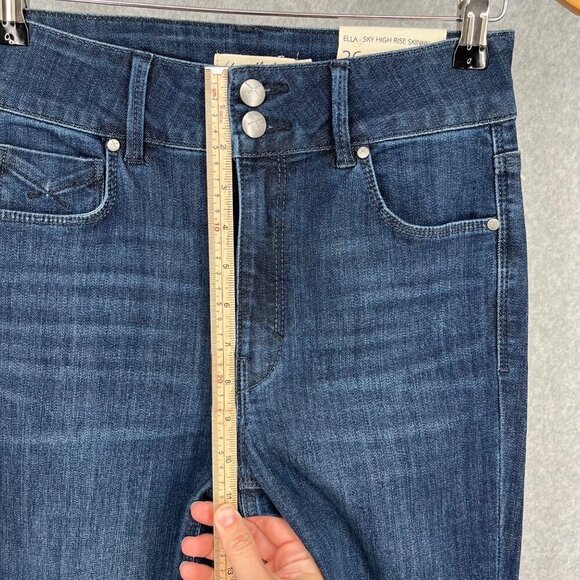 Anthropologie Unpublished Ella Sky High Rise Skinny Jeans Size 26 Dark Wash NEW - Picture 11 of 14
